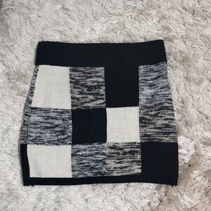 Black & Cream Checker Knit Mini Skirt